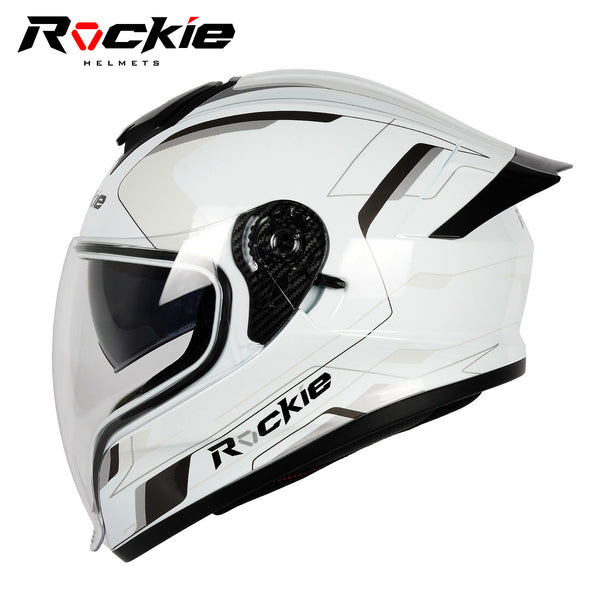 Rockie helmet R7(Navigator) Motocycle Dual Visor Full Face Helmet(Whit – Rockie Helmets