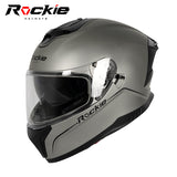 Rockie helmet R4 (Plain) Motocycle Dual Visor Full Face Helmet(Matt Grey)
