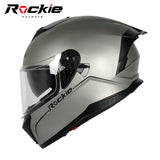 Rockie helmet R4 (Plain) Motocycle Dual Visor Full Face Helmet(Matt Grey)