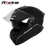Rockie helmet R4 (Plain) Motocycle Dual Visor Full Face Helmet(Matt Black)