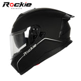 Rockie helmet R4 (Plain) Motocycle Dual Visor Full Face Helmet(Matt Black)