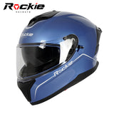Rockie helmet R4 (Plain) Motocycle Dual Visor Full Face Helmet(Blue)