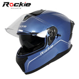 Rockie helmet R4 (Plain) Motocycle Dual Visor Full Face Helmet(Blue)