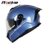 Rockie helmet R4 (Plain) Motocycle Dual Visor Full Face Helmet(Blue)