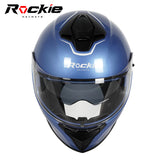 Rockie helmet R4 (Plain) Motocycle Dual Visor Full Face Helmet(Blue)