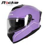 Rockie helmet R4 (Plain) Motocycle Dual Visor Full Face Helmet(Purple)