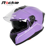 Rockie helmet R4 (Plain) Motocycle Dual Visor Full Face Helmet(Purple)