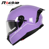 Rockie helmet R4 (Plain) Motocycle Dual Visor Full Face Helmet(Purple)