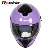 Rockie helmet R4 (Plain) Motocycle Dual Visor Full Face Helmet(Purple)
