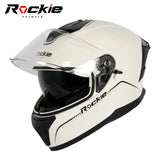 Rockie helmet R4 (Plain) Motocycle Dual Visor Full Face Helmet(White)