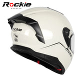 Rockie helmet R4 (Plain) Motocycle Dual Visor Full Face Helmet(White)