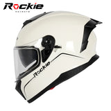 Rockie helmet R4 (Plain) Motocycle Dual Visor Full Face Helmet(White)