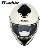 Rockie helmet R4 (Plain) Motocycle Dual Visor Full Face Helmet(White)