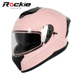 Rockie helmet R4 (Plain) Motocycle Dual Visor Full Face Helmet(Pink)