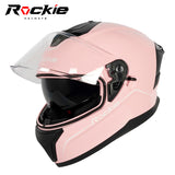 Rockie helmet R4 (Plain) Motocycle Dual Visor Full Face Helmet(Pink)
