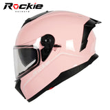 Rockie helmet R4 (Plain) Motocycle Dual Visor Full Face Helmet(Pink)