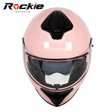 Rockie helmet R4 (Plain) Motocycle Dual Visor Full Face Helmet(Pink)