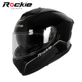 Rockie helmet R4 (Plain) Motocycle Dual Visor Full Face Helmet(Black)