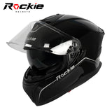 Rockie helmet R4 (Plain) Motocycle Dual Visor Full Face Helmet(Black)