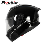 Rockie helmet R4 (Plain) Motocycle Dual Visor Full Face Helmet(Black)