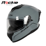 Rockie helmet R4 (Plain) Motocycle Dual Visor Full Face Helmet(Grey)