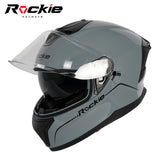 Rockie helmet R4 (Plain) Motocycle Dual Visor Full Face Helmet(Grey)