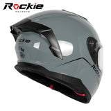 Rockie helmet R4 (Plain) Motocycle Dual Visor Full Face Helmet(Grey)