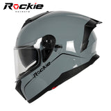 Rockie helmet R4 (Plain) Motocycle Dual Visor Full Face Helmet(Grey)