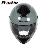 Rockie helmet R4 (Plain) Motocycle Dual Visor Full Face Helmet(Grey)