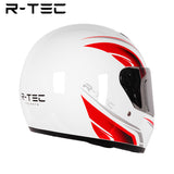 R-tec helmet A65 Motocycle Full Face Helmet(White Red)