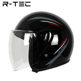 R-tec helmet A66 Motocycle Open Face Helmet(Black)