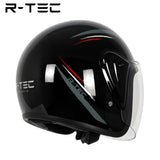 R-tec helmet A66 Motocycle Open Face Helmet(Black)