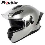 Rockie helmet R10 (Plain) Motocycle Dual Visor Full Face Helmet(Silver)