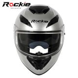 Rockie helmet R10 (Plain) Motocycle Dual Visor Full Face Helmet(Silver)