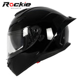 Rockie helmet R10 (Plain) Motocycle Dual Visor Full Face Helmet(Black)
