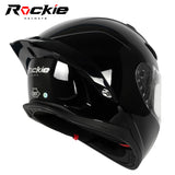 Rockie helmet R10 (Plain) Motocycle Dual Visor Full Face Helmet(Black)