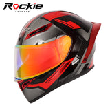 Rockie helmet R5 (Asics) Motocycle Dual Visor Flip up helmets Modular Helmet(Black Red)