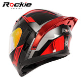 Rockie helmet R5 (Asics) Motocycle Dual Visor Flip up helmets Modular Helmet(Black Red)