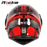Rockie helmet R5 (Asics) Motocycle Dual Visor Flip up helmets Modular Helmet(Black Red)