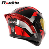 Rockie helmet R5 (Asics) Motocycle Dual Visor Flip up helmets Modular Helmet(Black Red)