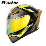 Rockie helmet R5 (Asics) Motocycle Dual Visor Flip up helmets Modular Helmet(Black Yellow)