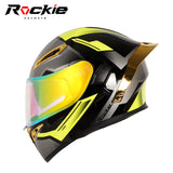 Rockie helmet R5 (Asics) Motocycle Dual Visor Flip up helmets Modular Helmet(Black Yellow)