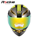 Rockie helmet R5 (Asics) Motocycle Dual Visor Flip up helmets Modular Helmet(Black Yellow)