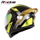 Rockie helmet R5 (Asics) Motocycle Dual Visor Flip up helmets Modular Helmet(Black Yellow)