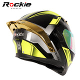 Rockie helmet R5 (Asics) Motocycle Dual Visor Flip up helmets Modular Helmet(Black Yellow)