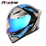 Rockie helmet R5 (Asics) Motocycle Dual Visor Flip up helmets Modular Helmet(Black Bue)