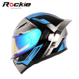 Rockie helmet R5 (Asics) Motocycle Dual Visor Flip up helmets Modular Helmet(Black Bue)