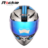 Rockie helmet R5 (Asics) Motocycle Dual Visor Flip up helmets Modular Helmet(Black Bue)