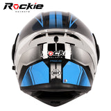 Rockie helmet R5 (Asics) Motocycle Dual Visor Flip up helmets Modular Helmet(Black Bue)