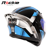 Rockie helmet R5 (Asics) Motocycle Dual Visor Flip up helmets Modular Helmet(Black Bue)